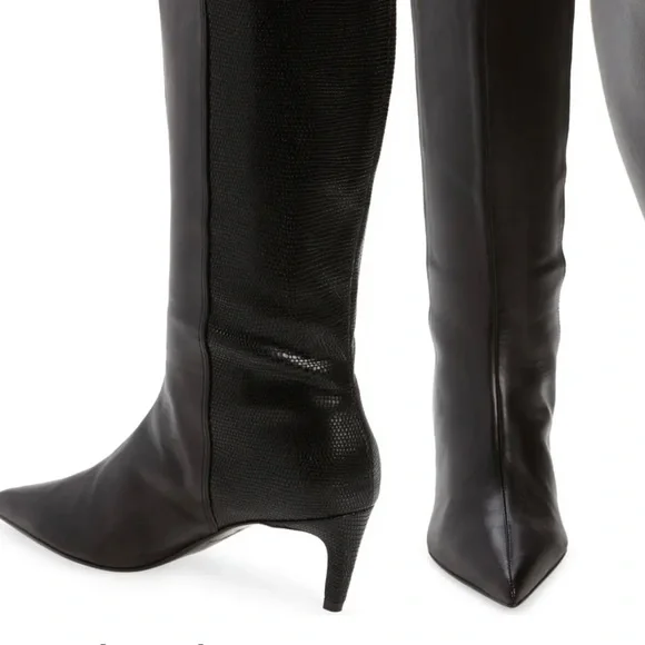 Seydi Pointed Toe Boot In Black Leather Top Grain